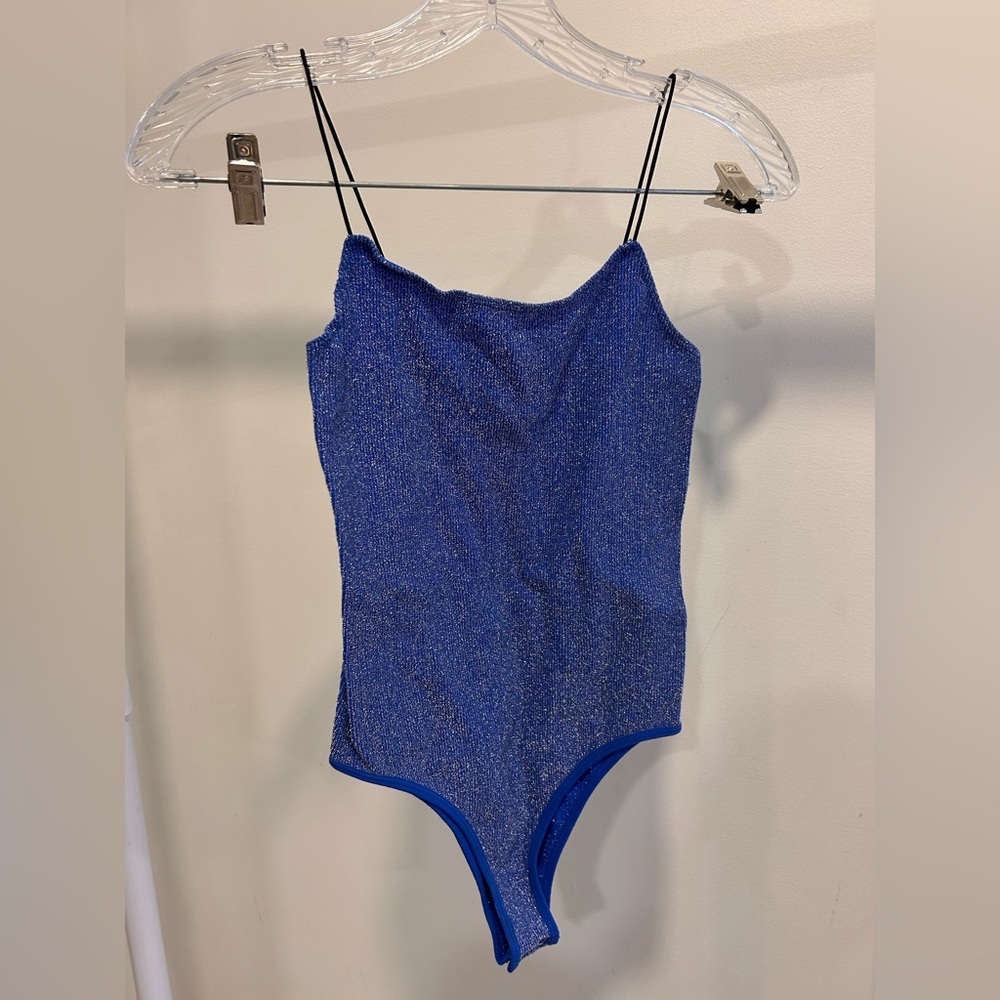 Forever 21 Sparkling Royal Blue glitter bodysuit